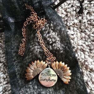 Golden You Are My Sunshine Locket Necklace
